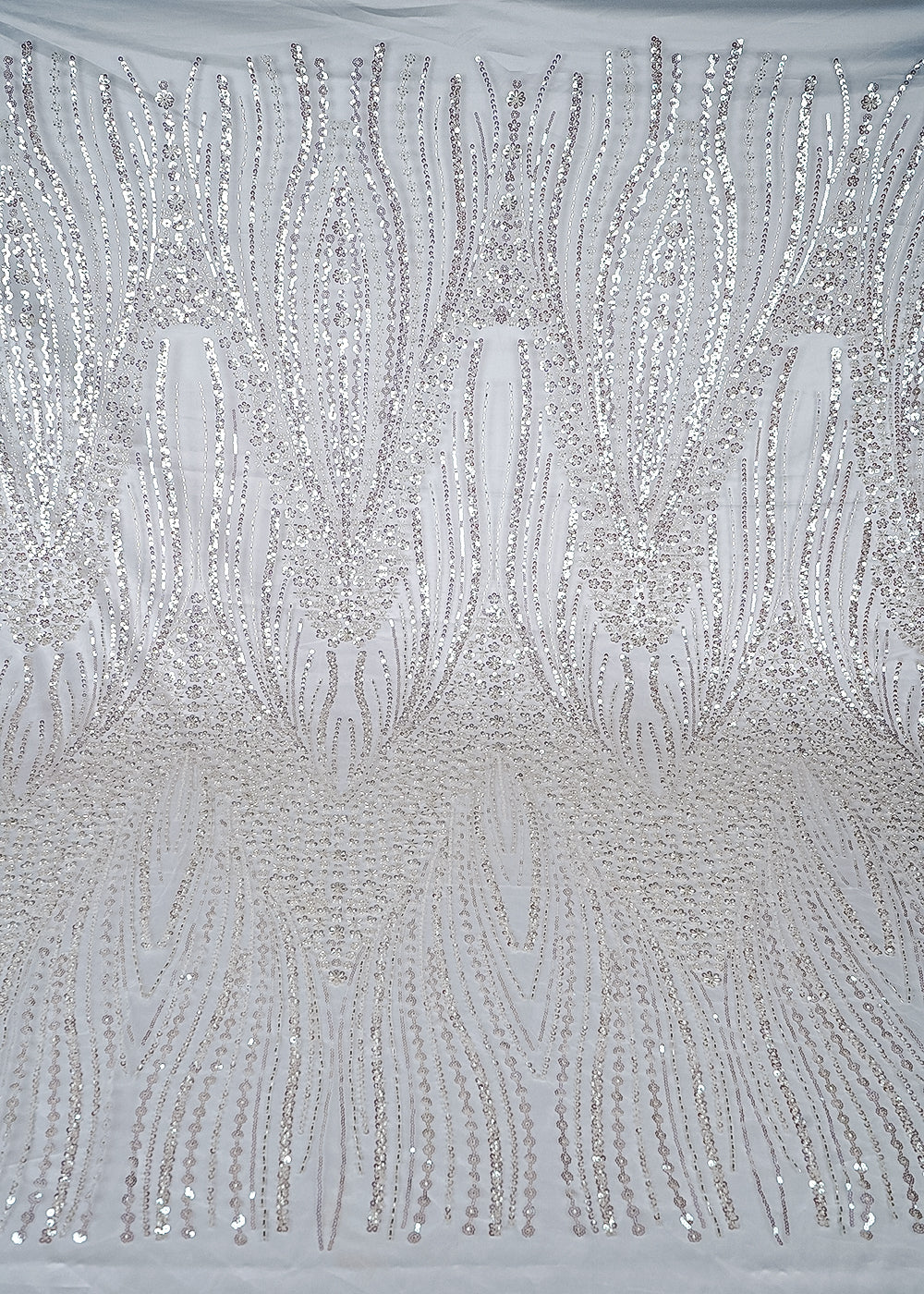 White Imported Net Fabric With All Over Sequins And Katdana Work 25532