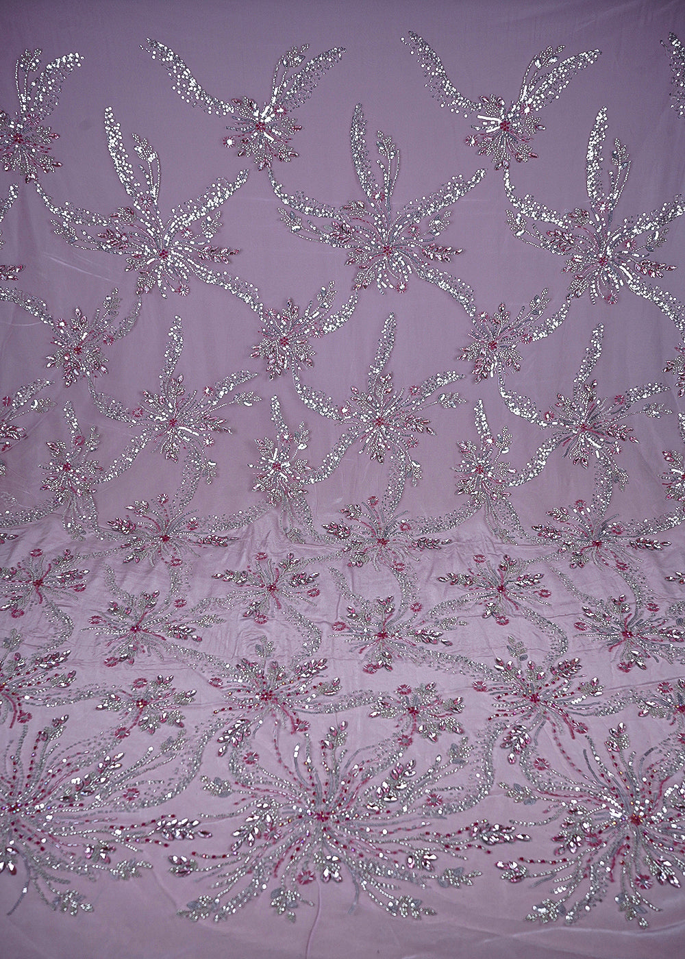 Baby Pink Imported Net Fabric With All Over Sequins, Katdana And Stone Work 25537