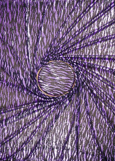 Purple Lycra Net Fabric With All Over Sequins And Foil Work 25540