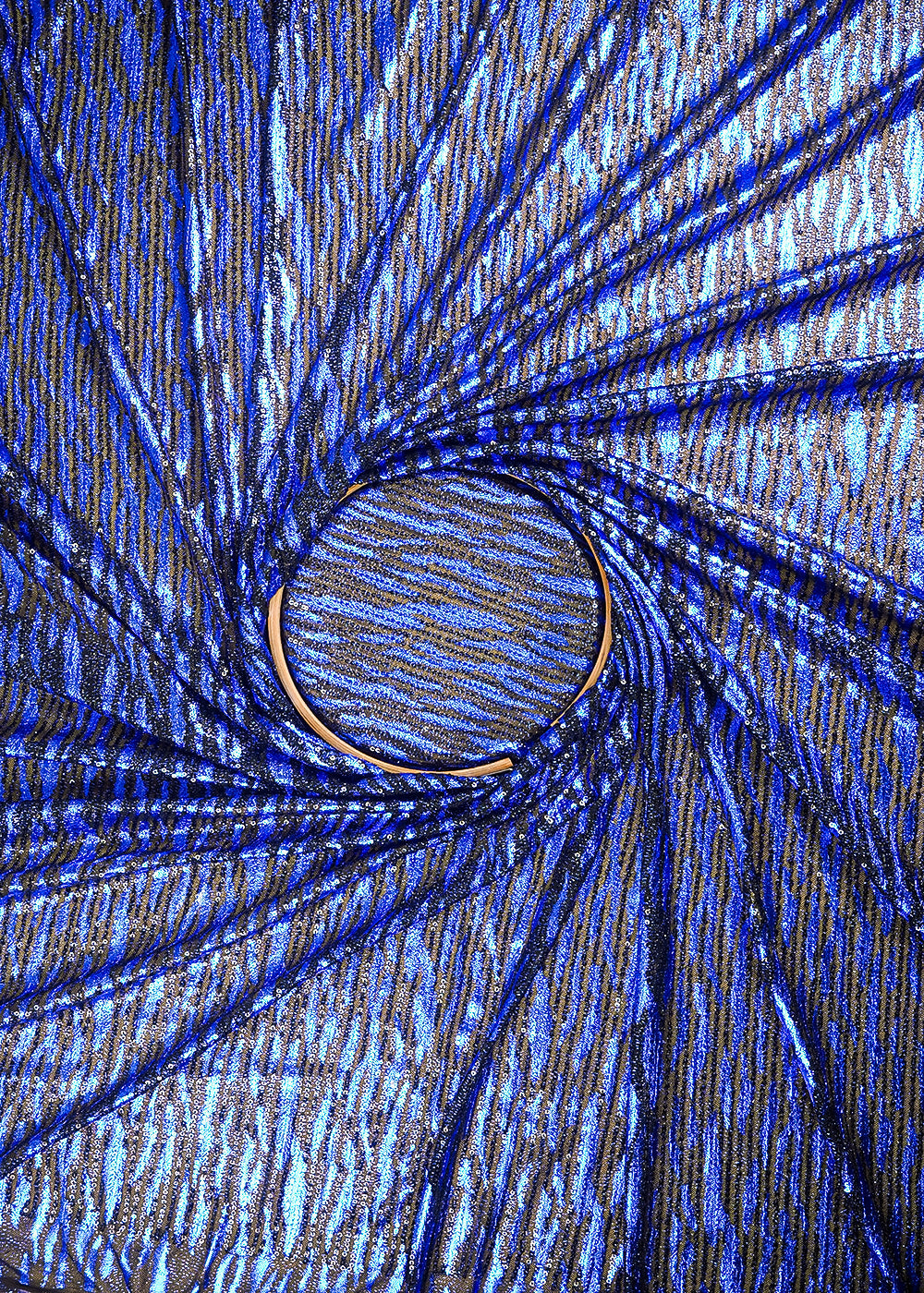 Royal Blue Lycra Net Fabric With All Over Sequins And Foil Work 25542