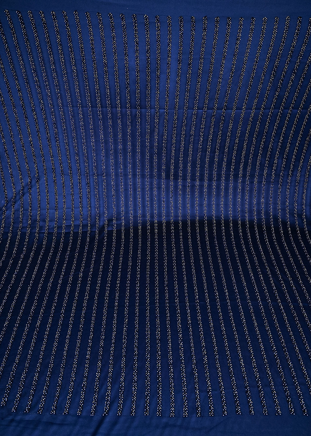 Navy Blue Imported Net Fabric With All Over Bead And Katdana Work 25547