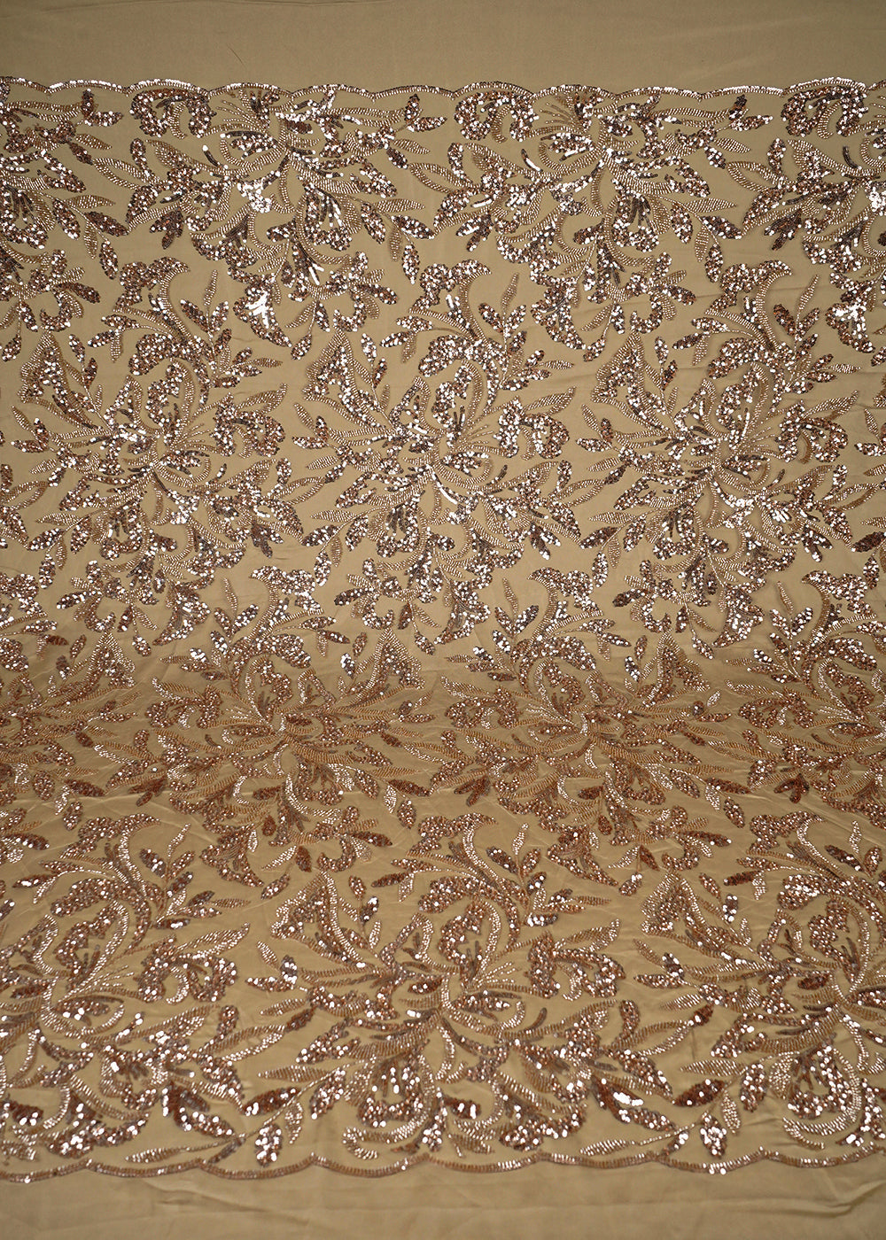 Golden Imported Net Fabric With All Over Sequins And Katdana Work 25580