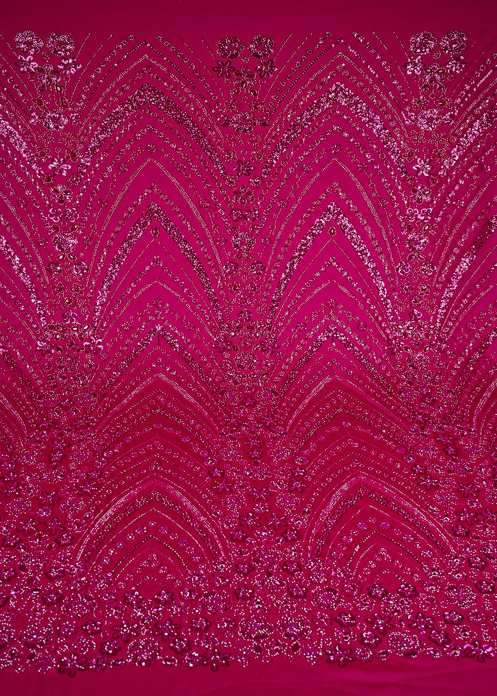 Magenta Imported Net Fabric With All Over Sequins, Katdana And Stone Work With Border 25583