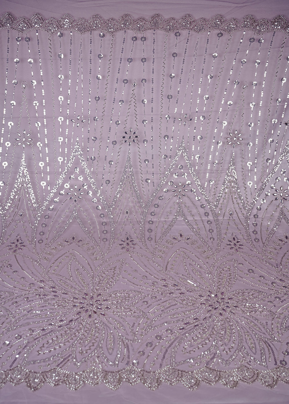 Baby Pink Imported Net Fabric With All Over Sequins, Katdana And Stone Work 25615