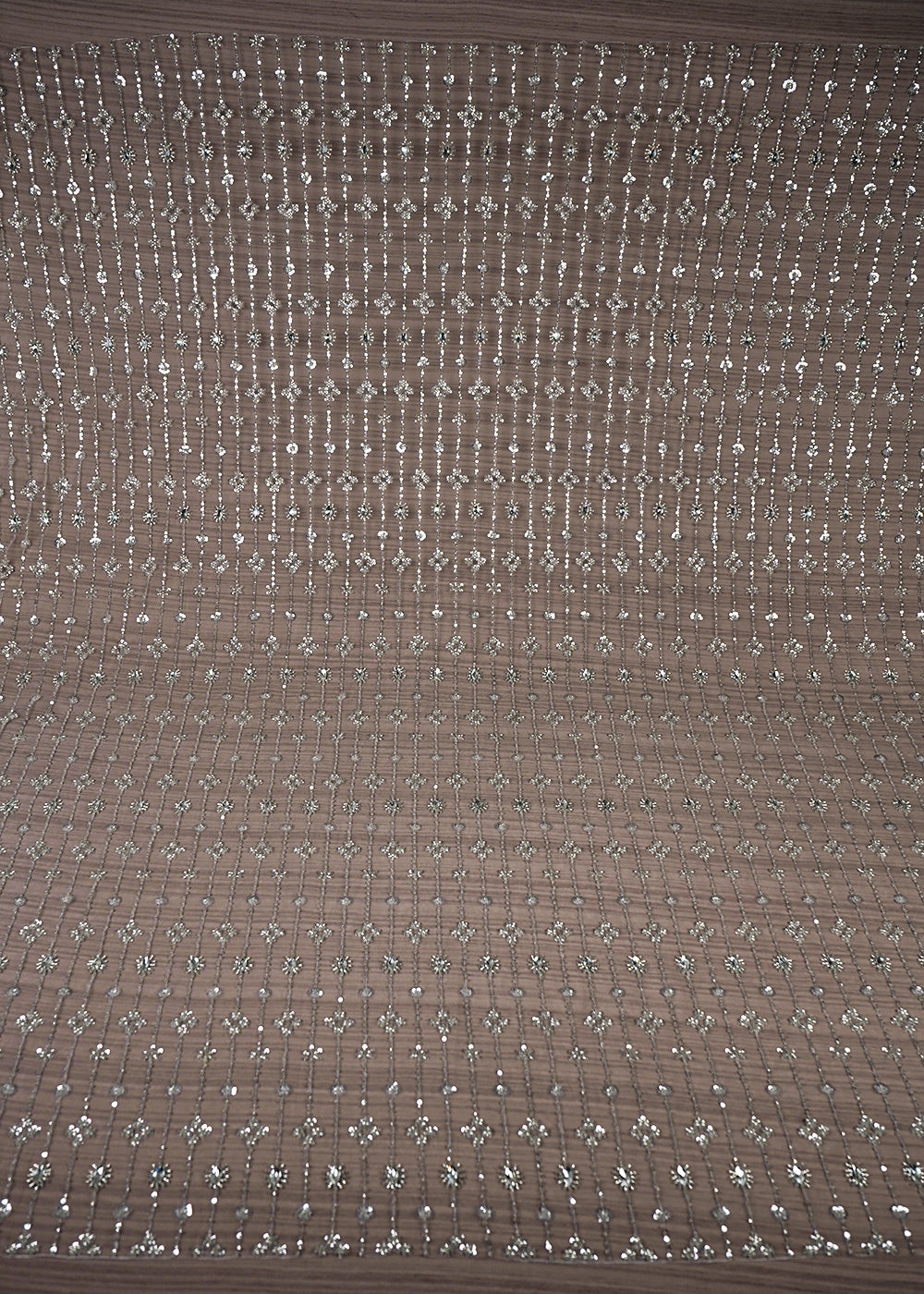 Brown Imported Net Fabric With All Over Sequins And Katdana Work 25627