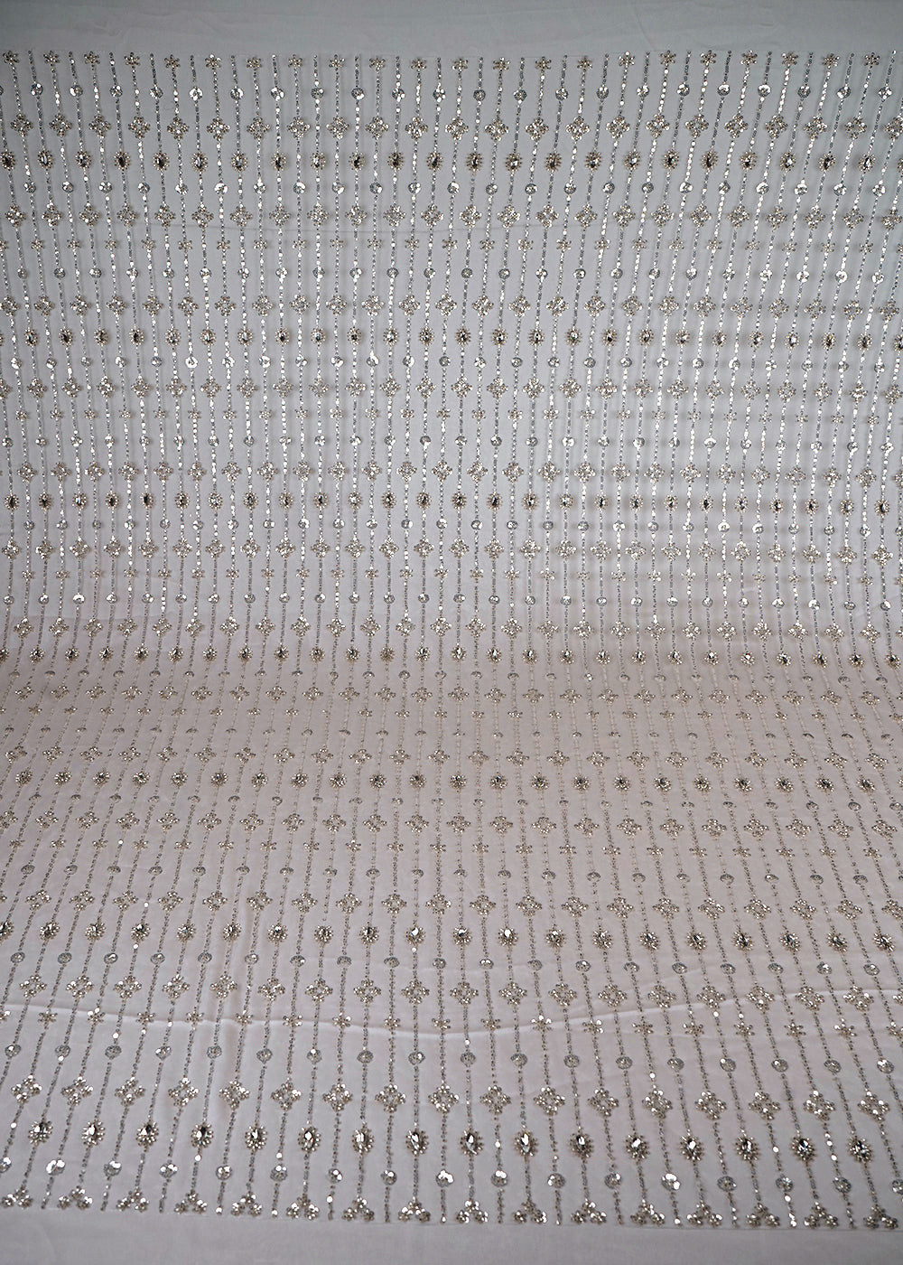 Beige Imported Net Fabric With All Over Sequins And Katdana Work 25630