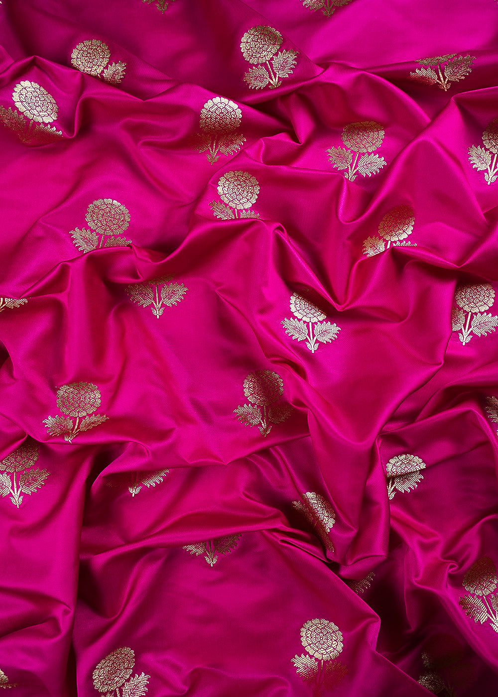 Pink Banarasi Brocade Fabric With All Over Thread And Zari Handloom 25727