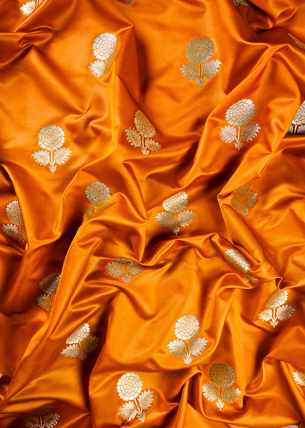 Mustard Banarasi Brocade Fabric With All Over Thread And Zari Handloom 25729