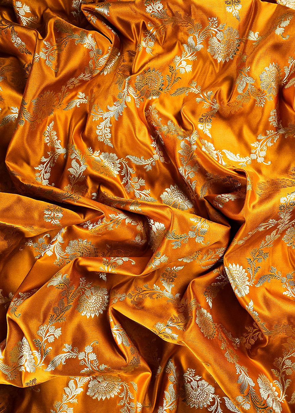 Mustard Banarasi Brocade Fabric With All Over Zari Handloom 25743