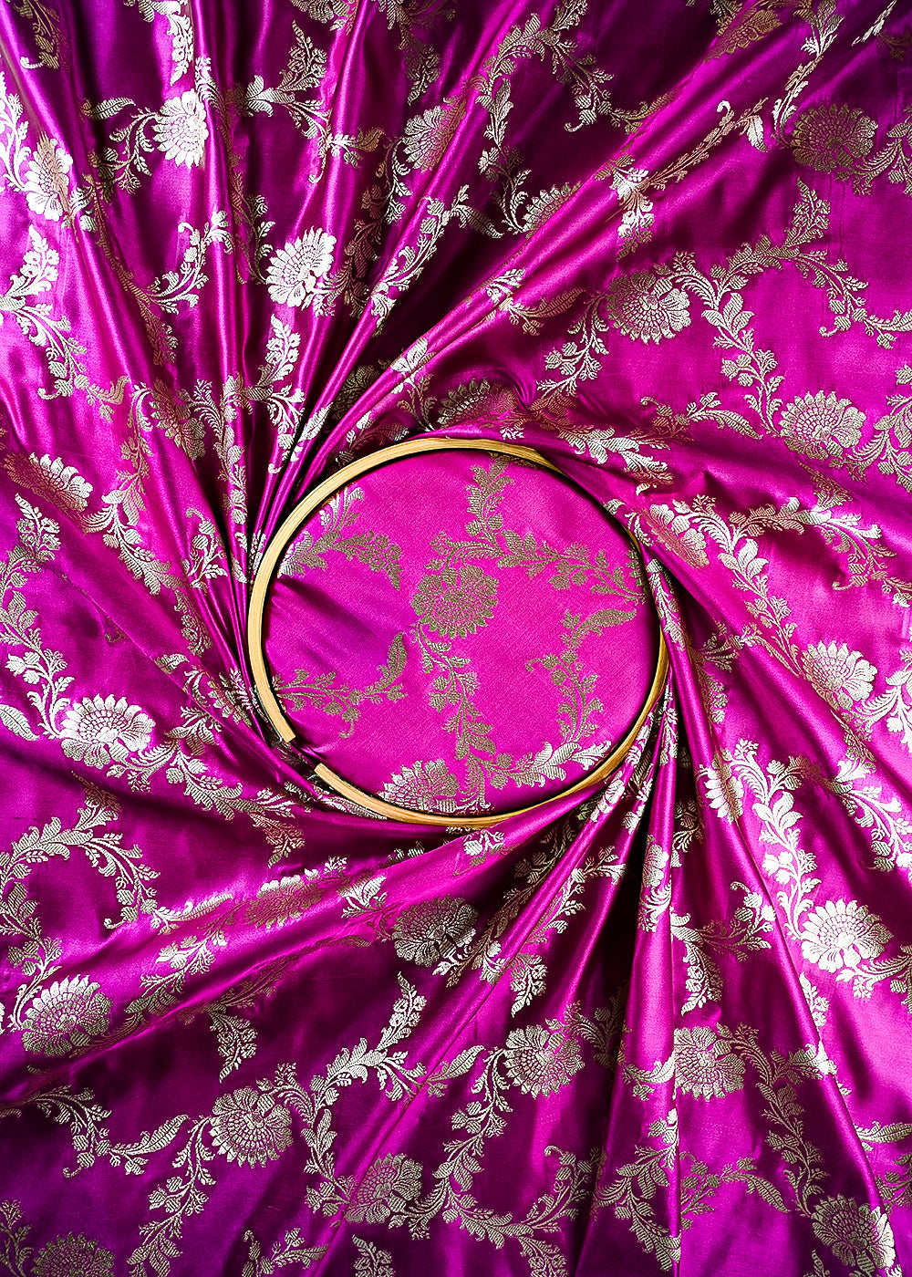 Purple Banarasi Brocade Fabric With All Over Zari Handloom 25748