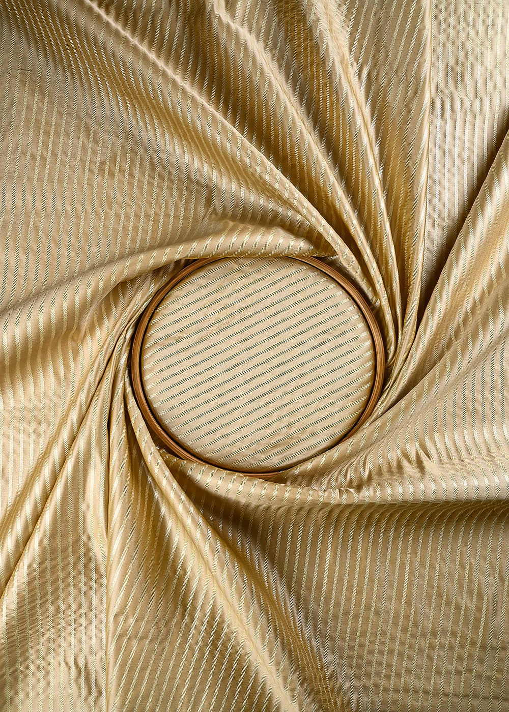 Beige Banarasi Brocade Fabric With All Over Zari Handloom 25755