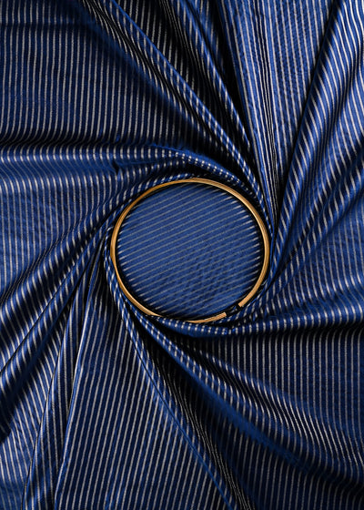 Navy Blue Banarasi Brocade Fabric With All Over Zari Handloom 25756