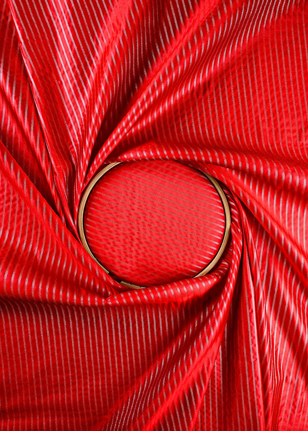 Red Banarasi Brocade Fabric With All Over Zari Handloom 25757