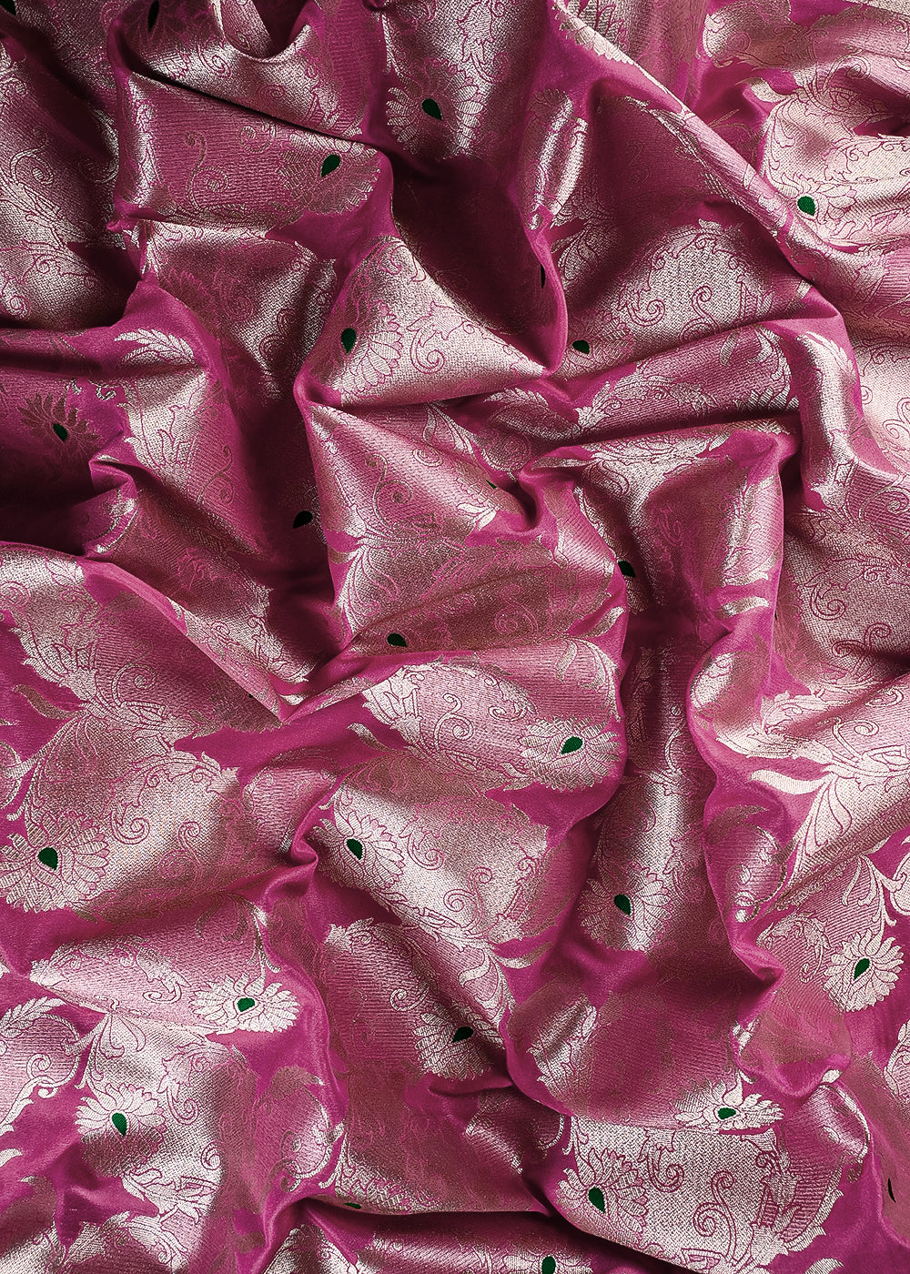 Pink Banarasi Brocade Fabric With All Over Thread And Zari Handloom 25771