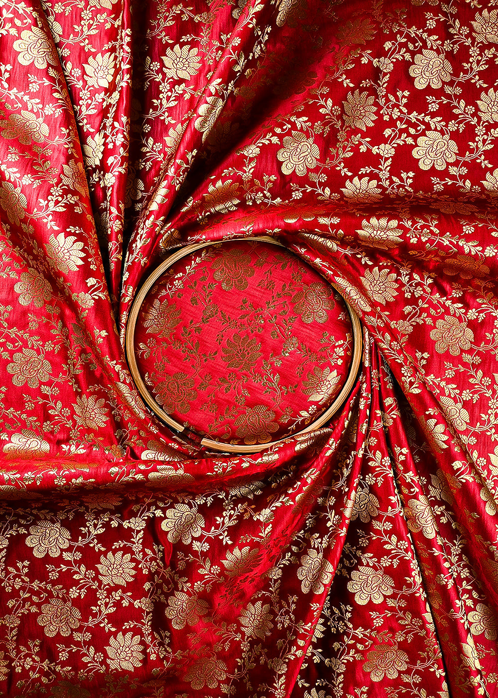 Maroon Banarasi Brocade Fabric With All Over Zari Handloom 25844