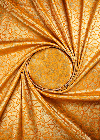 Mustard Banarasi Brocade Fabric With All Over Thread And Zari Handloom 25866