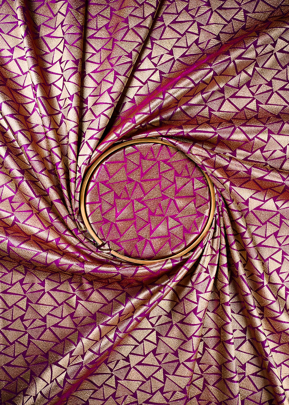 Purple Banarasi Brocade Fabric With All Over Thread And Zari Handloom 25867