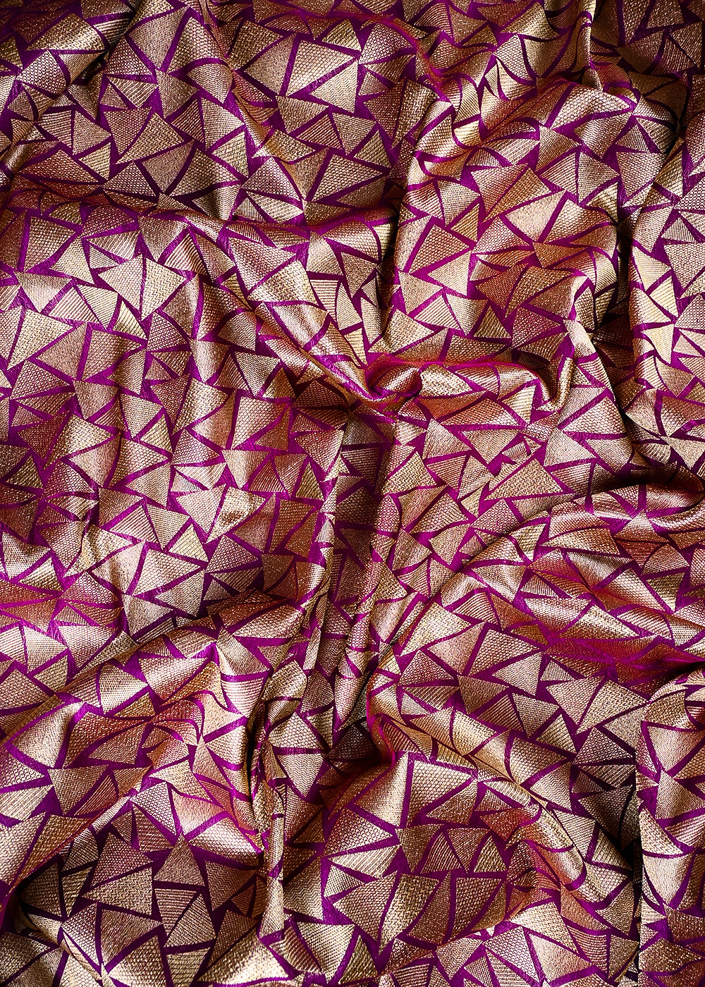 Purple Banarasi Brocade Fabric With All Over Thread And Zari Handloom 25867