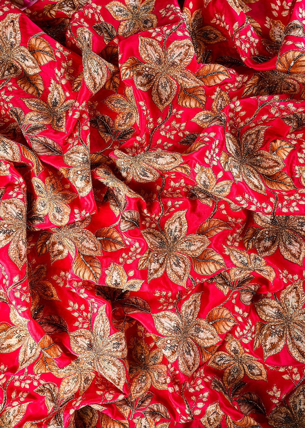 Pink Crepe Fabric With All Over Zari And Sequins Work 25967