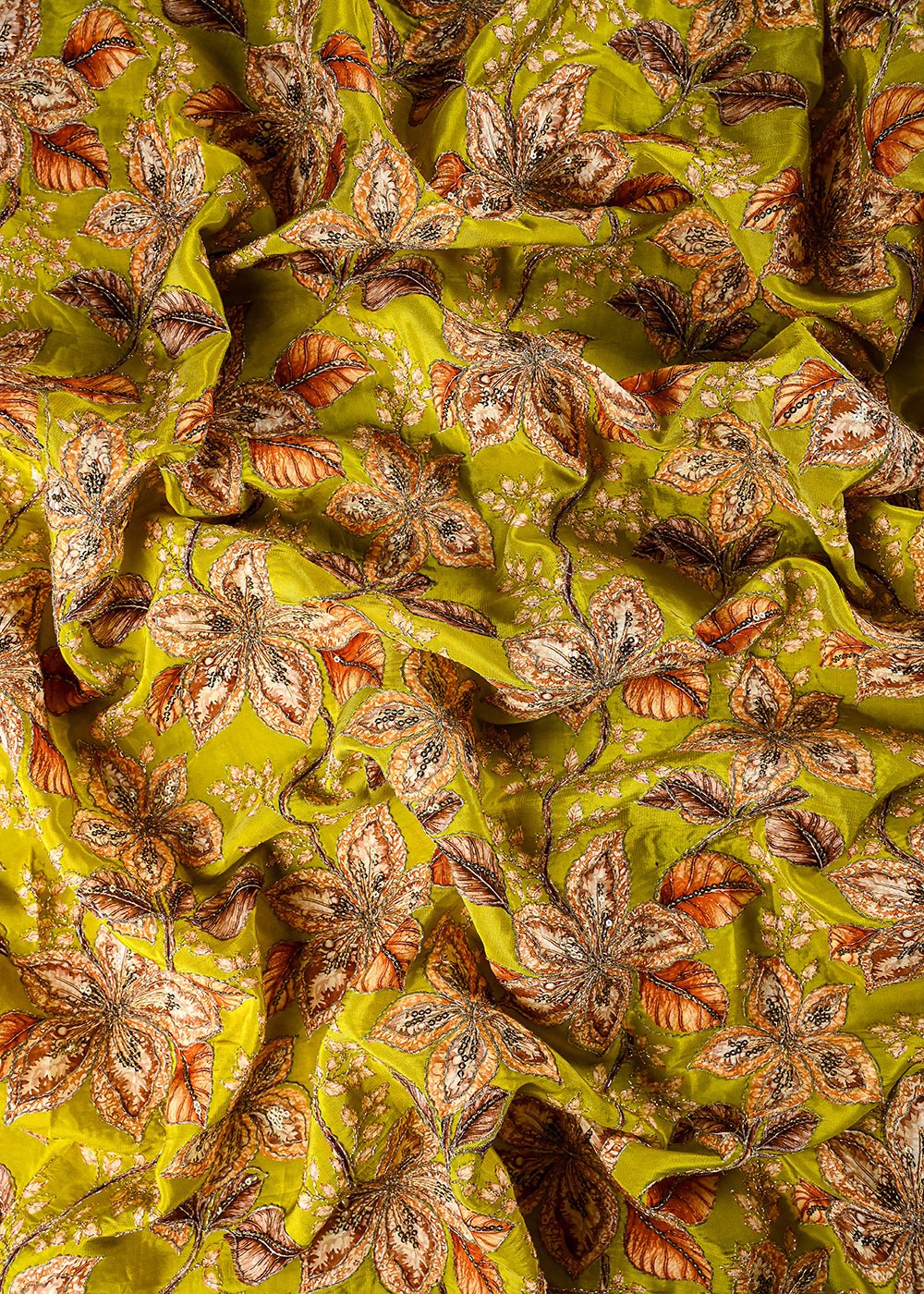 Mehendi Green Crepe Fabric With All Over Zari And Sequins Work 25969