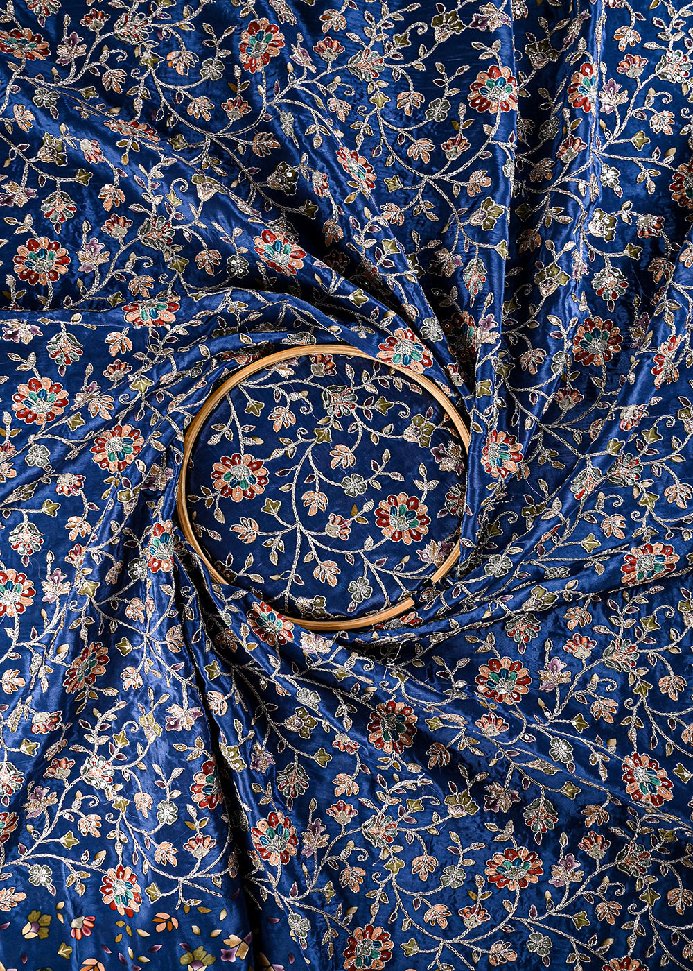 Greyish Blue Crepe Fabric With All Over Zari And Sequins Work 25971