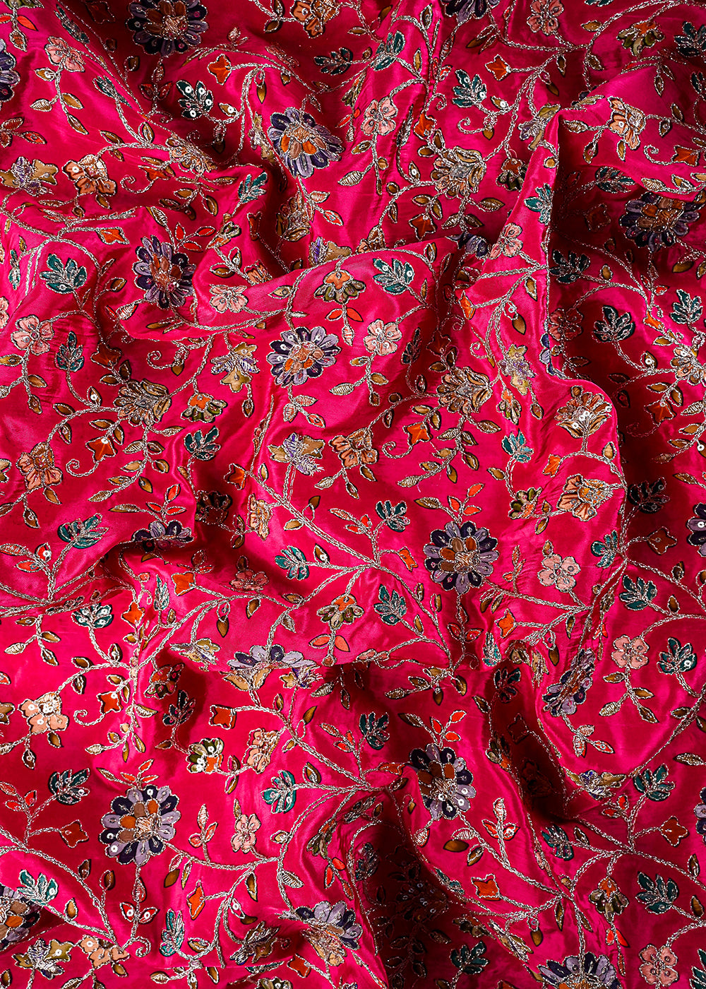 Pink Crepe Fabric With All Over Zari And Sequins Work 25973