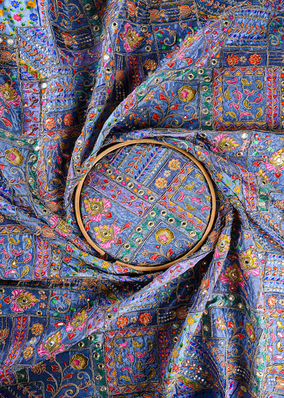 Grey Crepe Fabric With All Over Zari And Sequins Work 25974