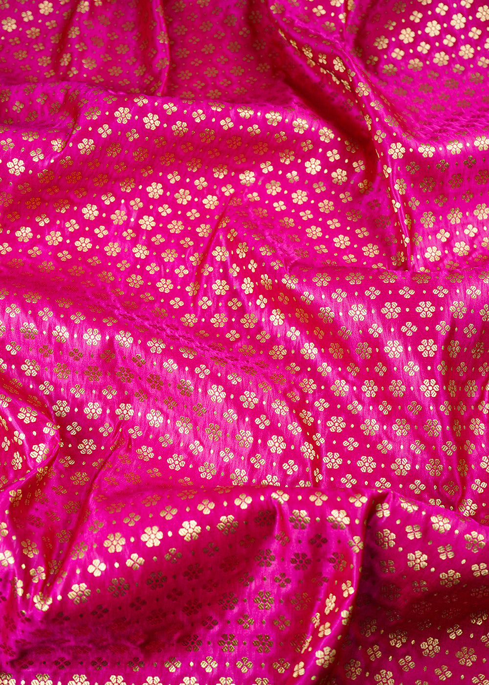 Rani Pink Banarasi Brocade Fabric With All Over Zari Handloom 26003