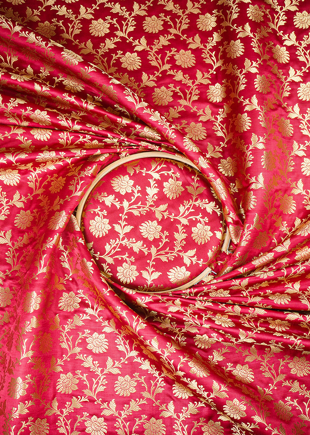 Maroon Banarasi Brocade Fabric With All Over Zari Handloom 26008