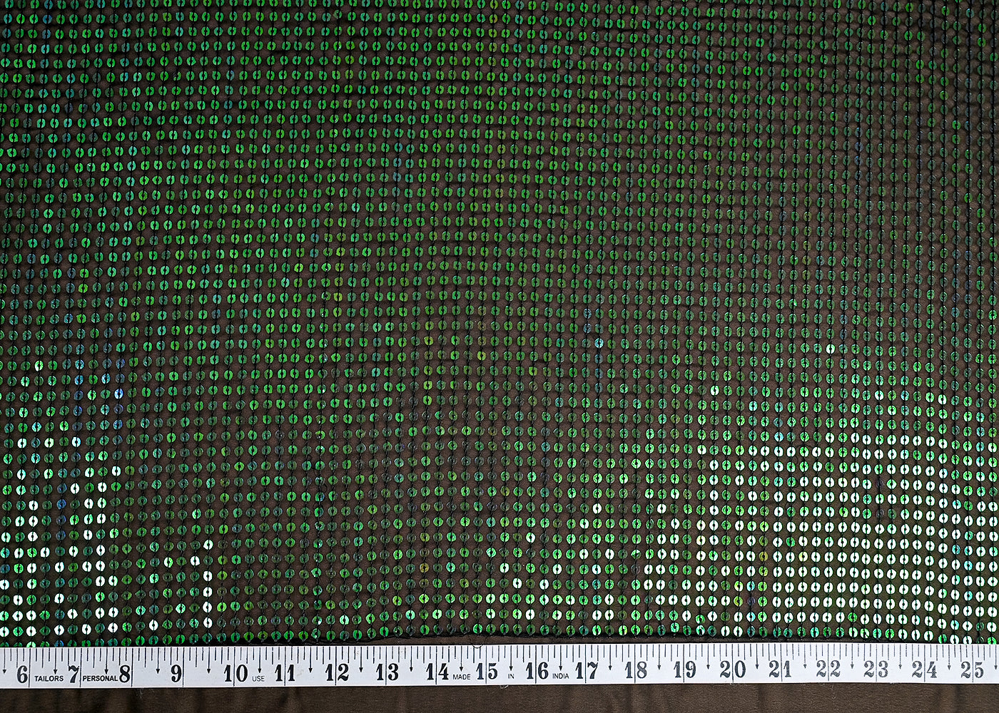 (Pre-Cut 2.25 MTR) Black Georgette Fabric With All Over Rainbow Sequins 26292