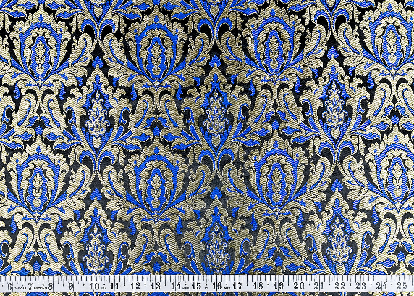 (Pre-Cut 2.75 MTR) Royal Blue Banarasi Brocade Fabric With All Over Zari Handloom 26351