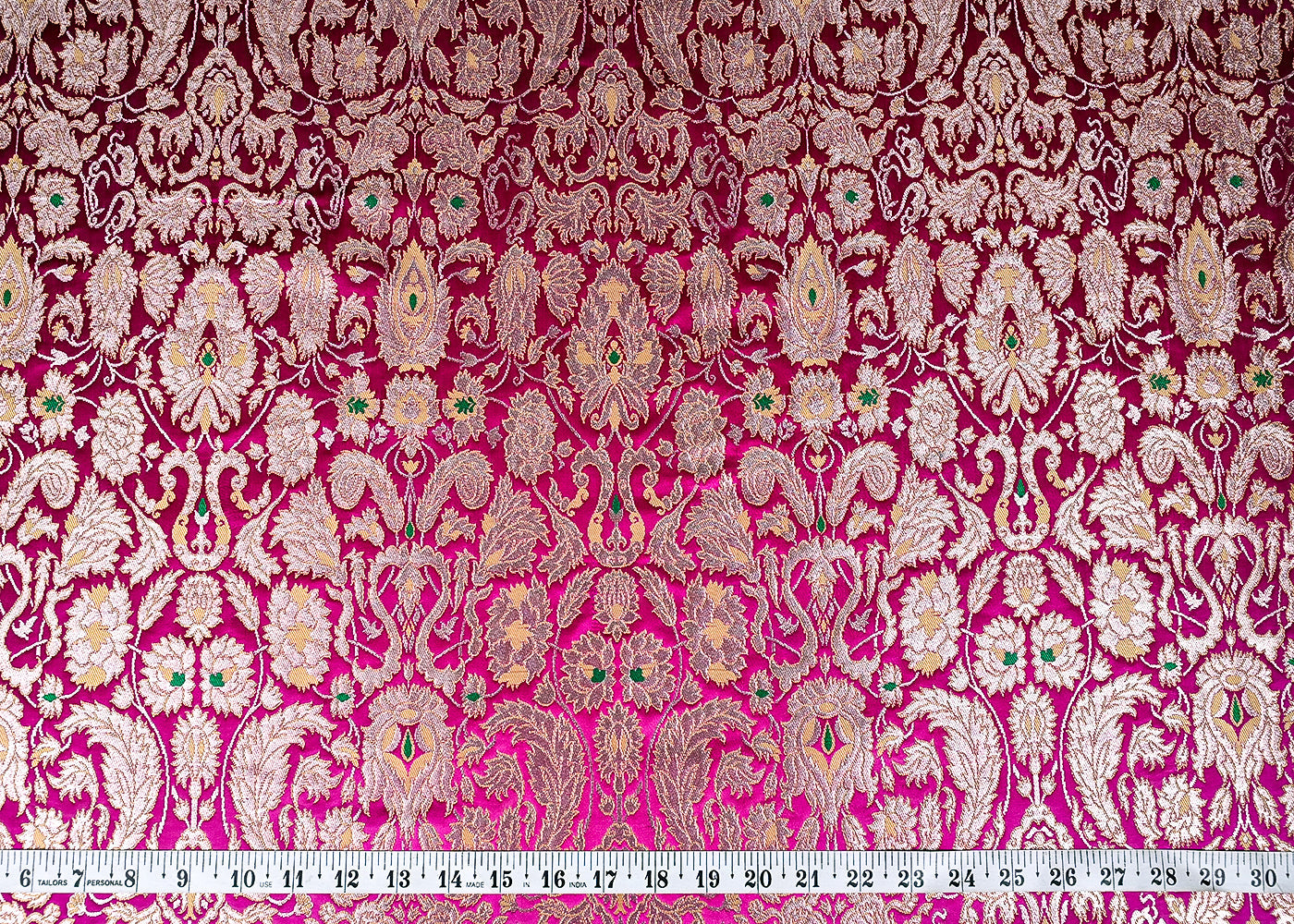 (Pre-Cut 1.45 MTR) Purple Banarasi Brocade Fabric With All Over Zari Handloom 26355