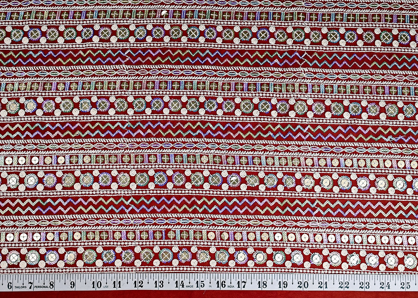 (Pre-Cut 2.5 MTR) Maroon Georgette Fabric With All Over Thread And Sequins Work 26362