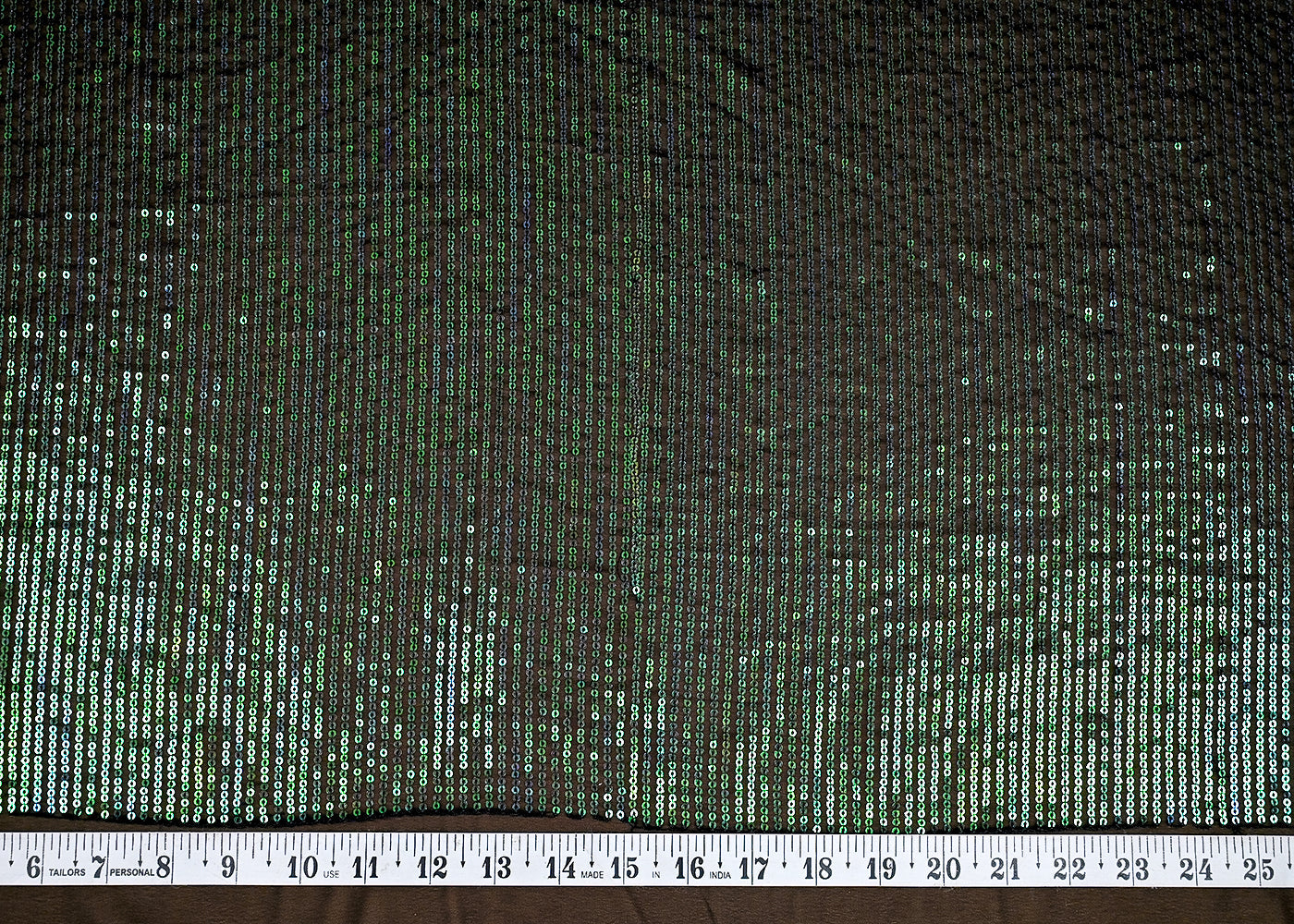 (Pre-Cut 2 MTR) Black Georgette Fabric With All Over Rainbow Sequins 26368