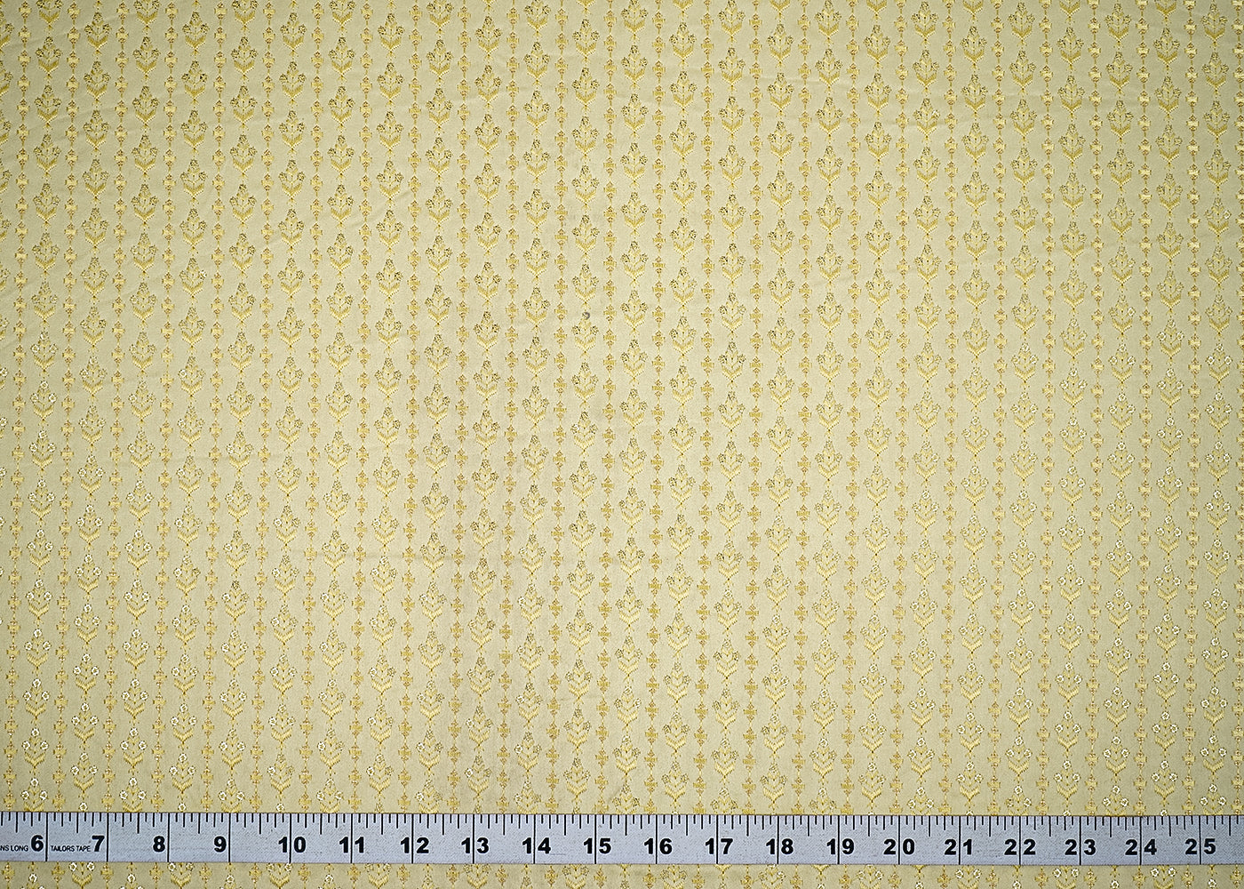 (Pre-Cut 2.1 MTR) Yellow Satin Fabric With All Over Thread And Sequins Work 26396