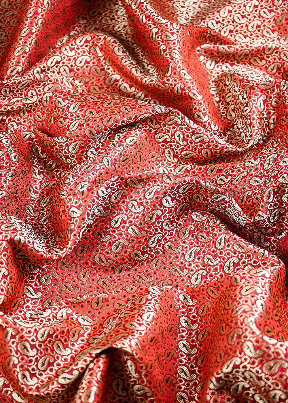 Maroon Banarasi Brocade Fabric With All Over Golden Zari Handloom 26425