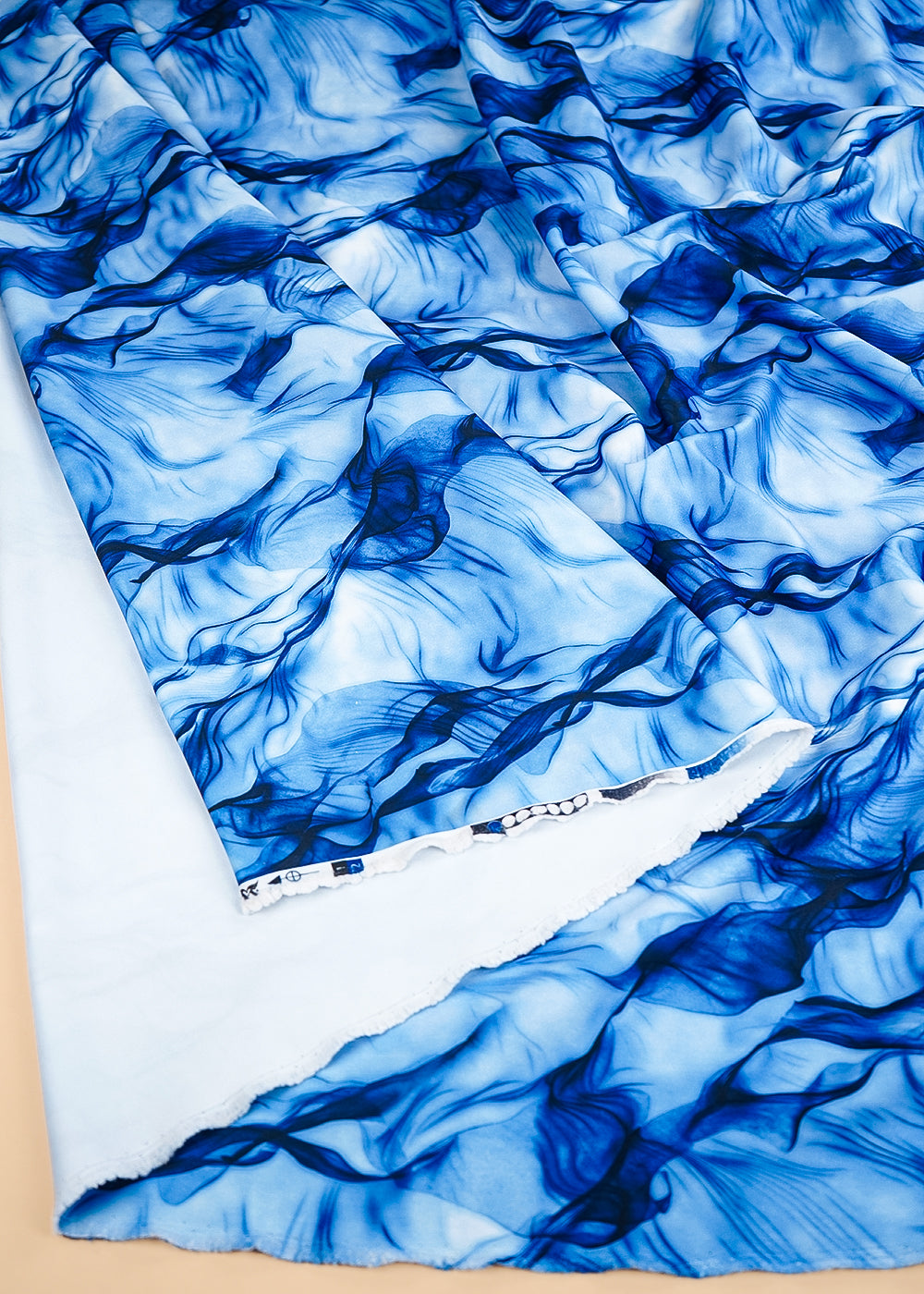 Dark Blue Scuba Fabric With All Over Abstarct Print 26433