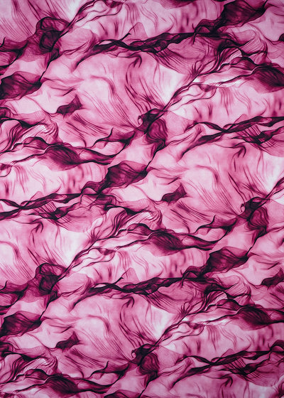 Dark Pink Scuba Fabric With All Over Abstract Print 26434