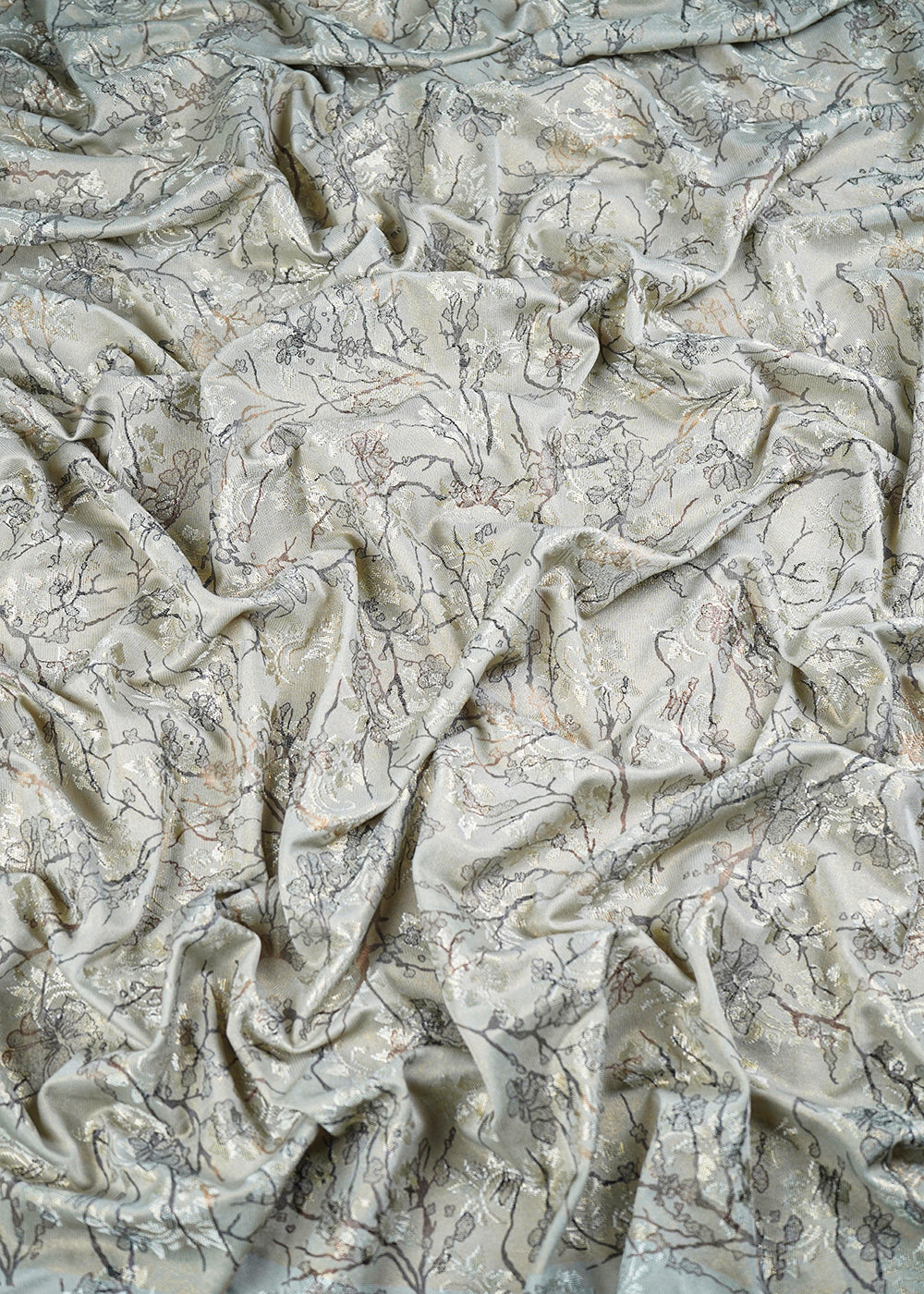 Pista Green Imported Lycra Fabric With All Over Thread And Foil Work 26439