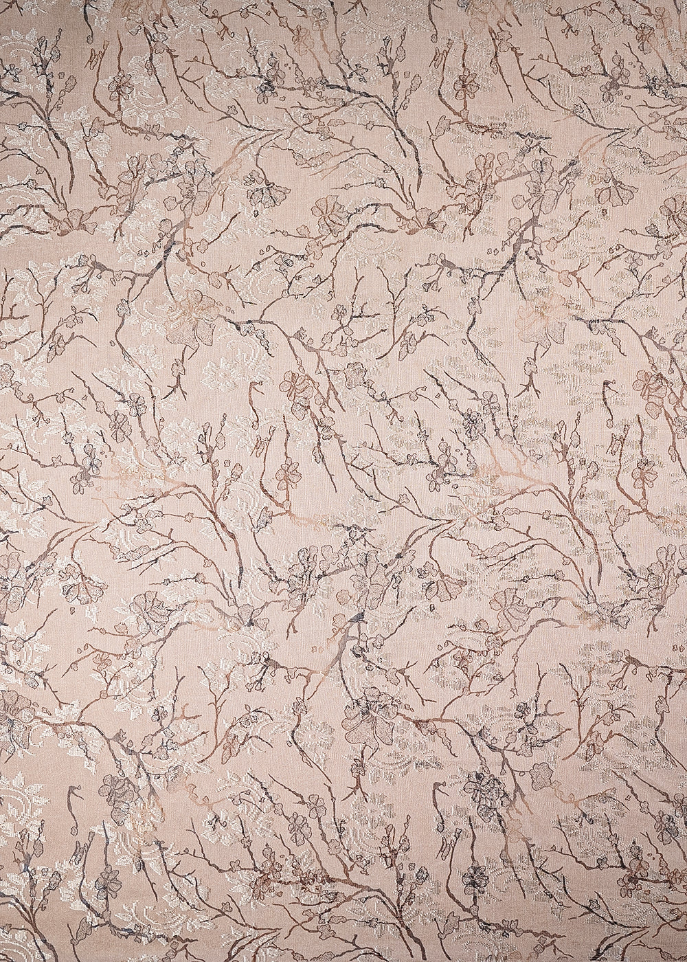 Peach Imported Lycra Fabric With All Over Thread And Foil Work 26440