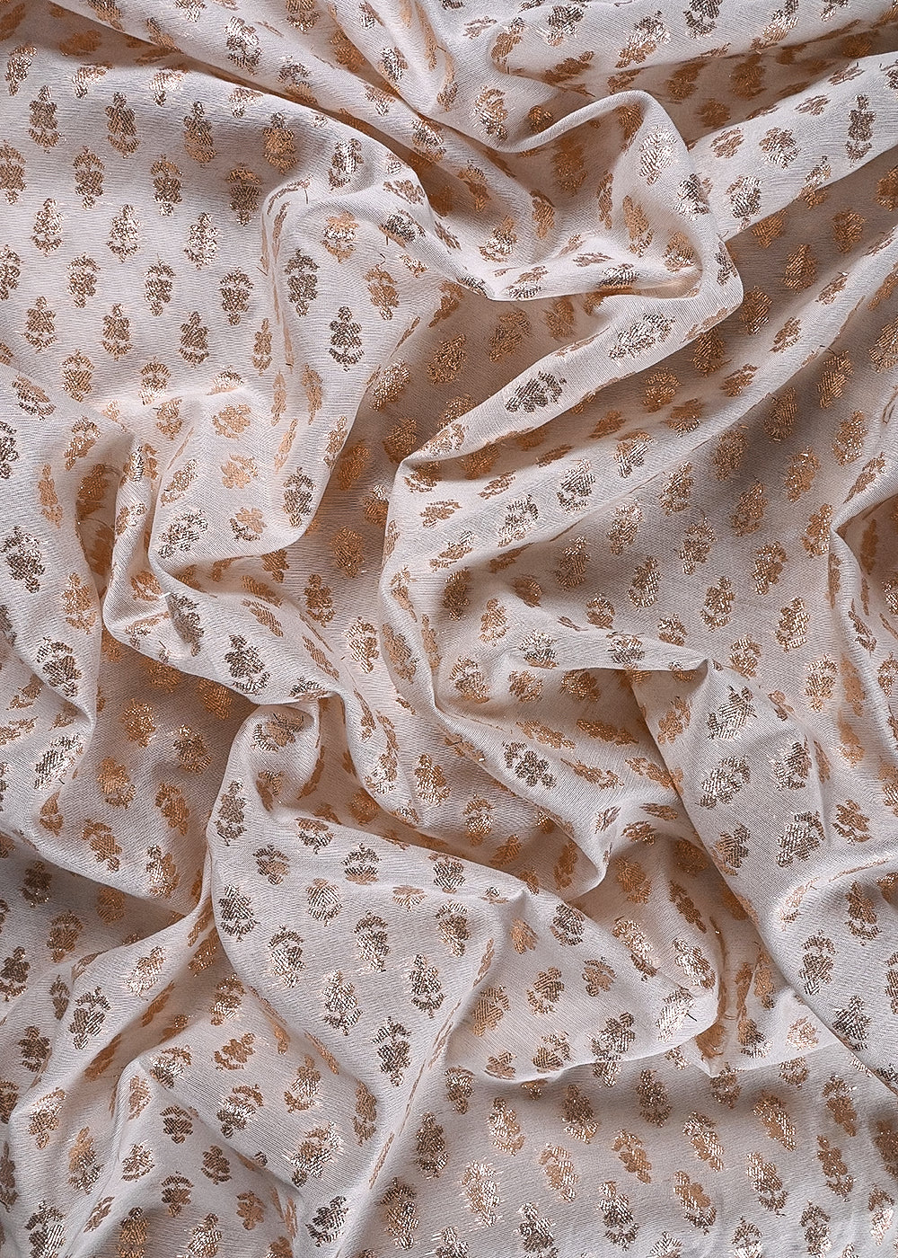 White Dyeable Chanderi Fabric With All Over Zari Handloom 26444