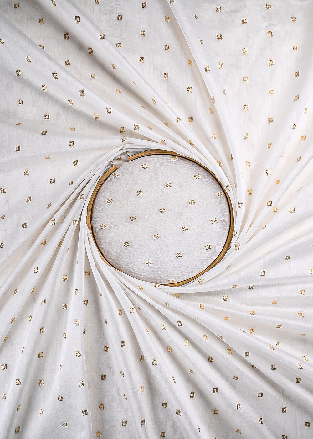 White Dyeable Chanderi Fabric With All Over Zari Handloom 26448