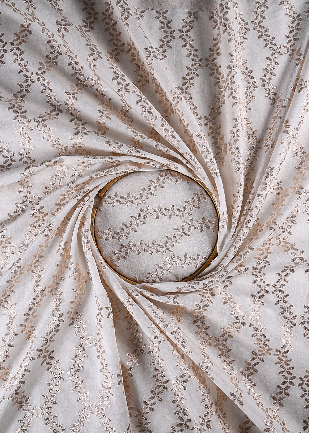White Dyeable Chanderi Fabric With All Over Zari Handloom 26463