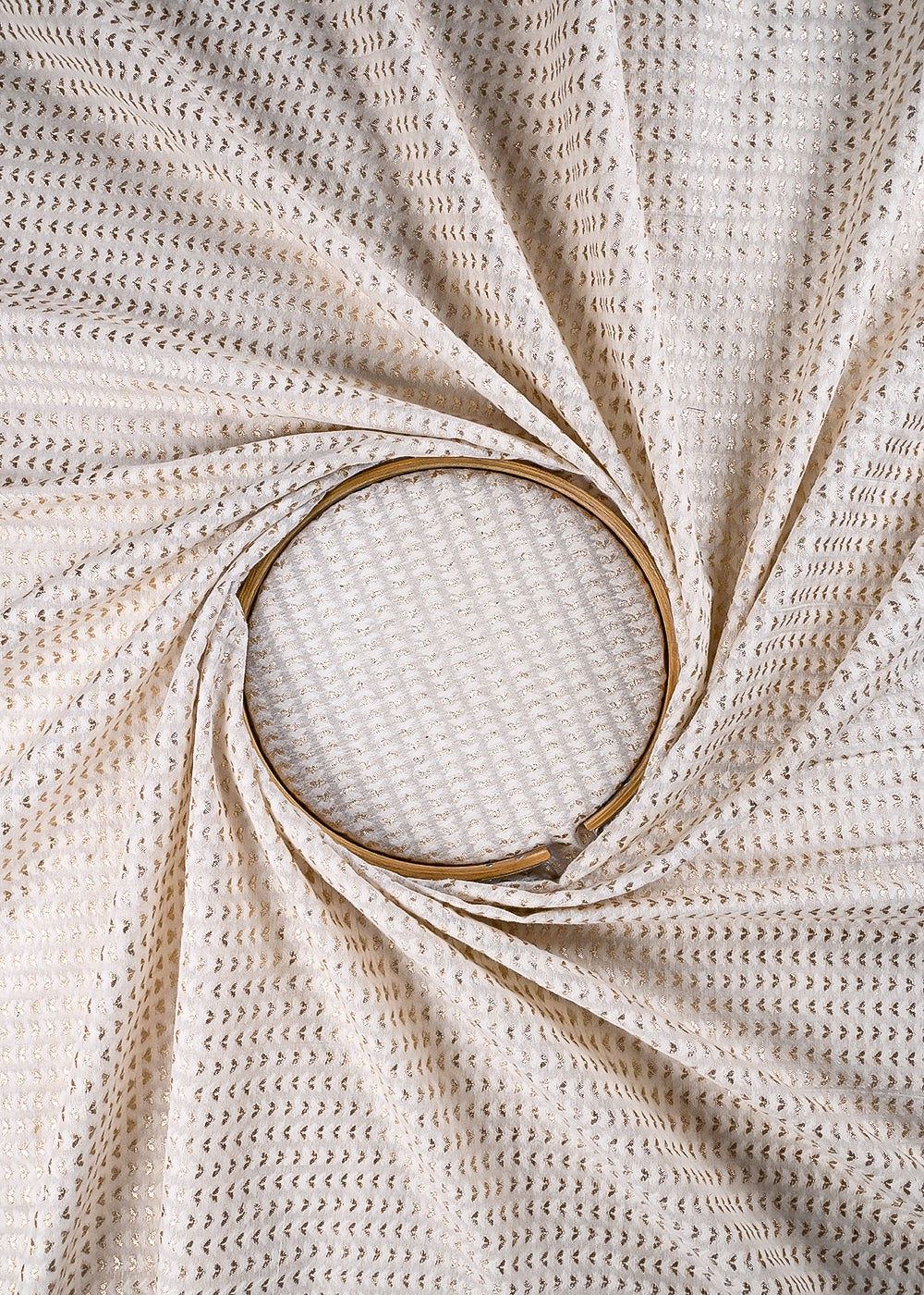 White Dyeable Chanderi Fabric With All Over Zari Handloom 26466