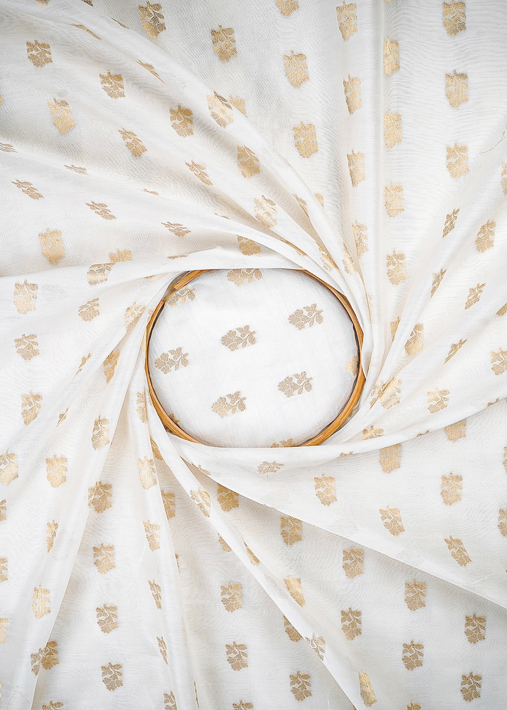 White Dyeable Chanderi Fabric With All Over Zari Handloom 26473