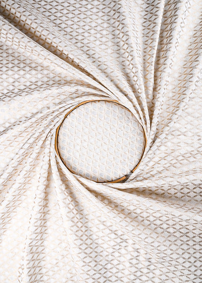 White Dyeable Chanderi Fabric With All Over Zari Handloom 26475