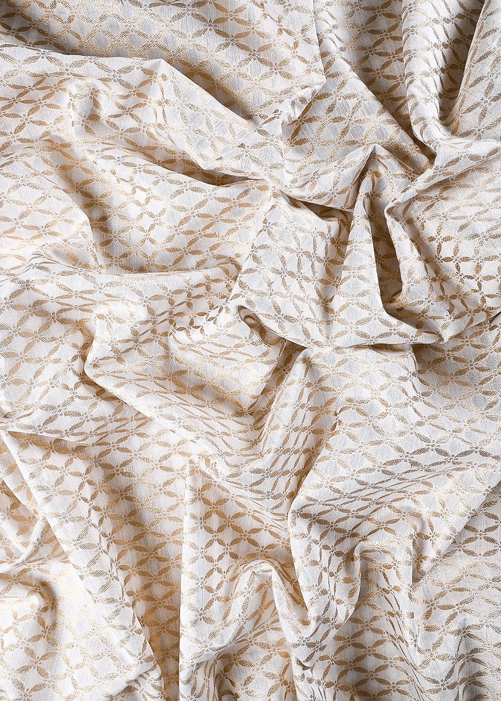 White Dyeable Chanderi Fabric With All Over Zari Handloom 26475