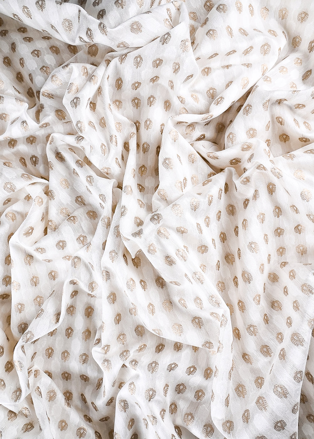 White Dyeable Chanderi Fabric With All Over Zari Handloom 26477