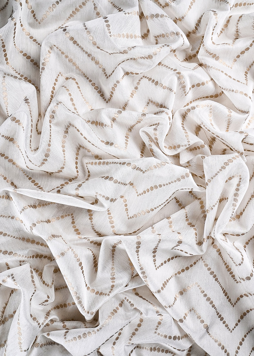 White Dyeable Chanderi Fabric With All Over Zari Handloom 26478
