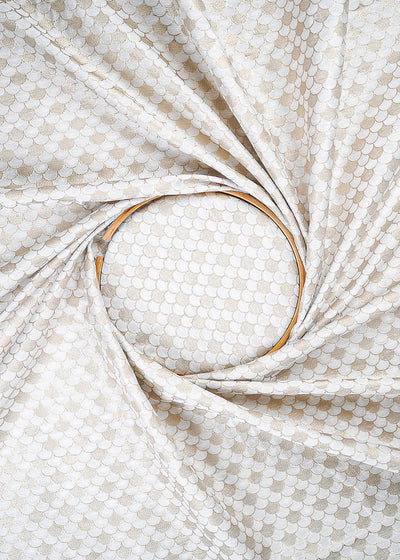 White Dyeable Chanderi Fabric With All Over Zari Handloom 26479